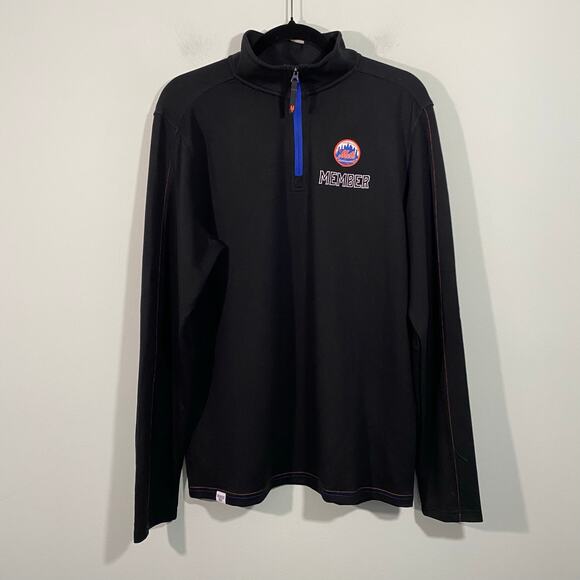 MLB New York Mets Black Member Only Quarter Zip Pullover Top Size L - Picture 1 of 10